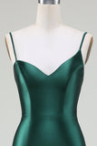 Dark Green Mermaid Spaghetti Straps Sweep Train Formal Dress