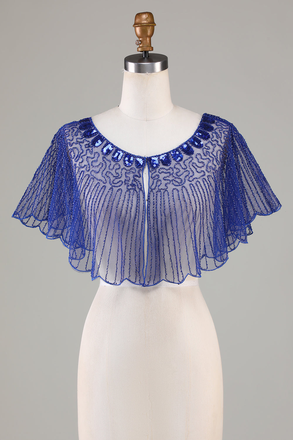 Sequins Black Glitter 1920s Cape with Beaded