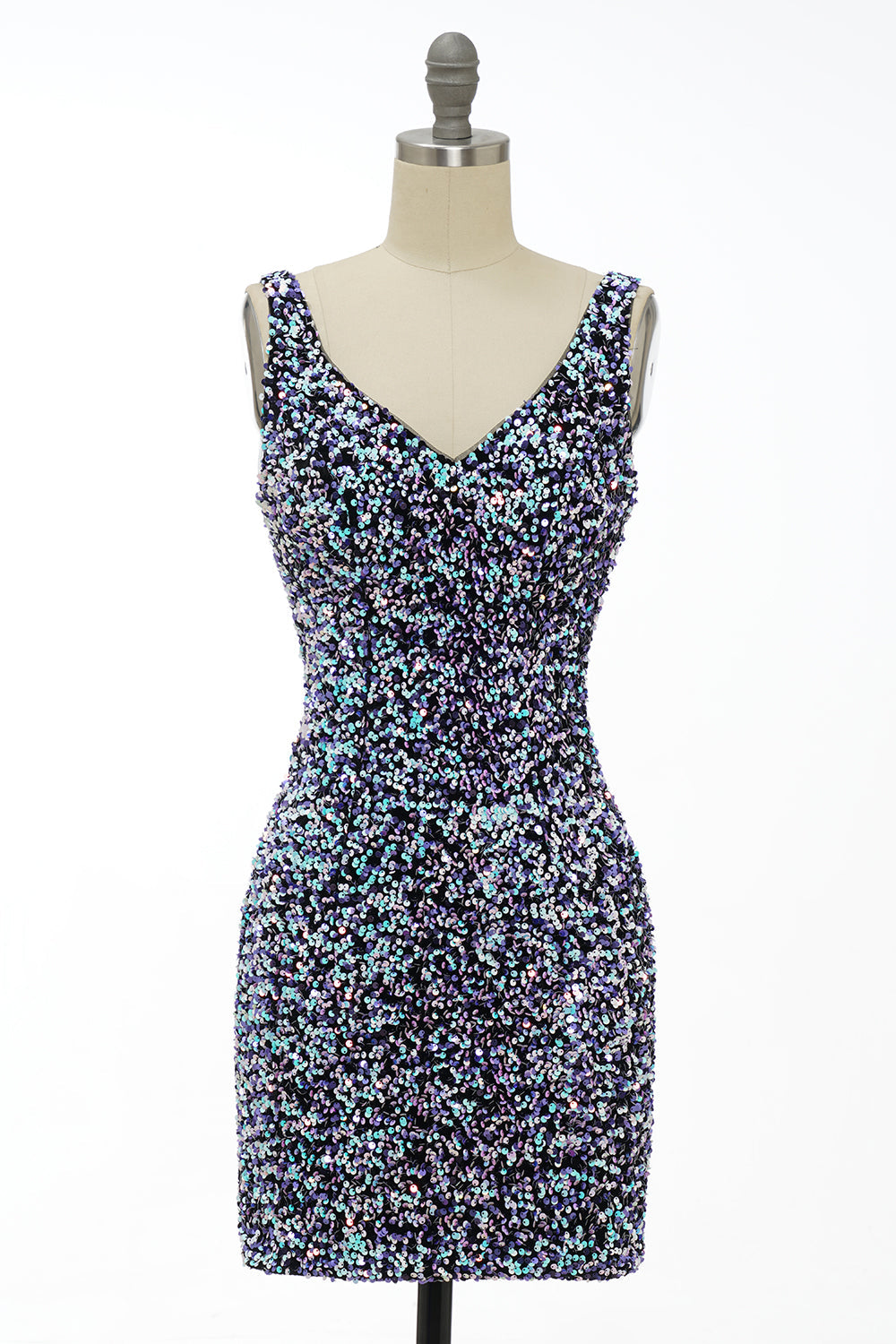 Black Sequin Fitted Short Formal Dress