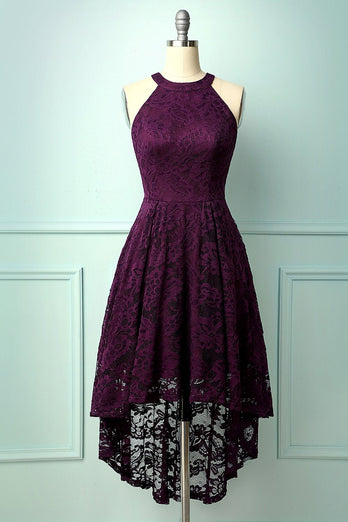 Grape Halter Lace Dress
