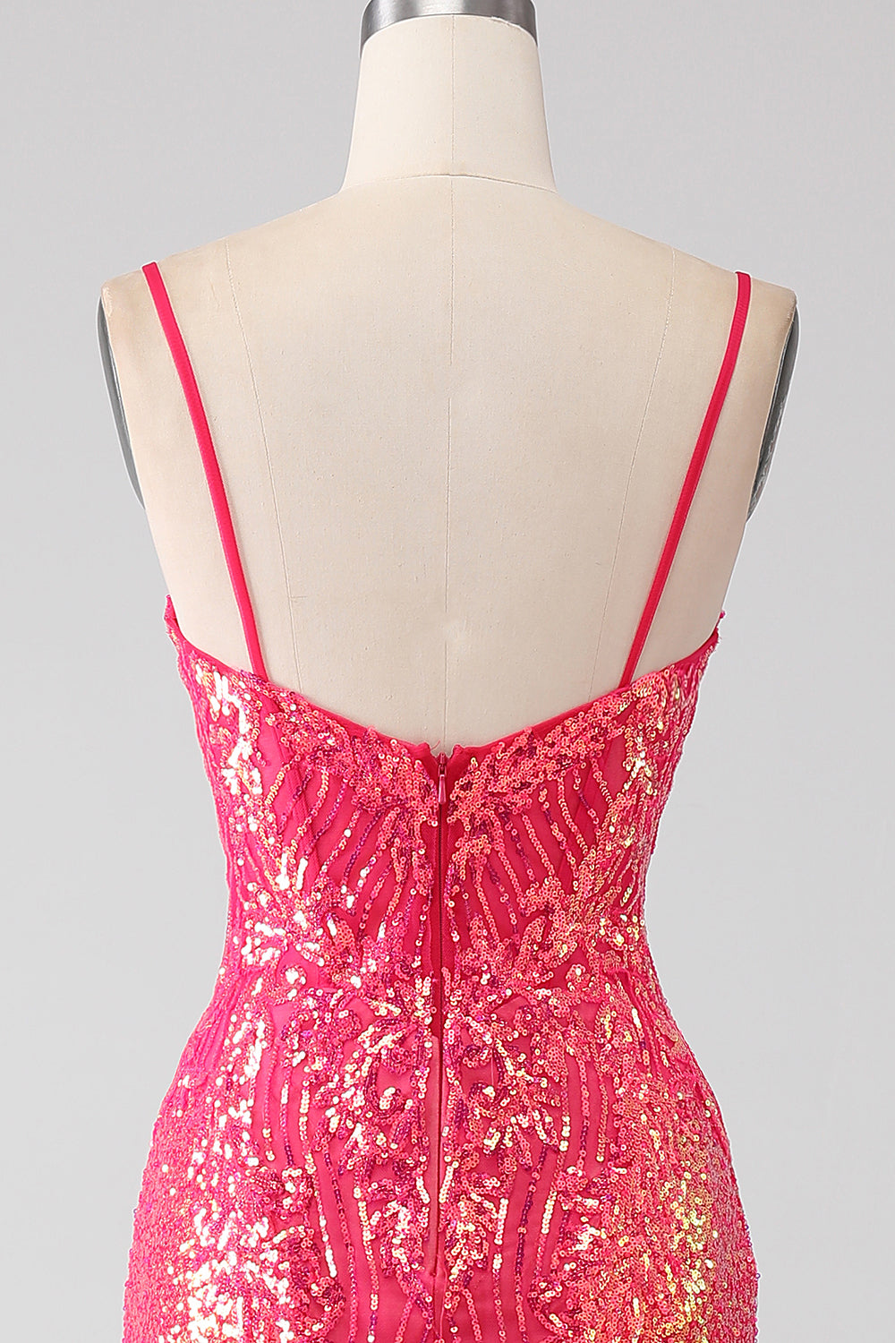 Sparkly Mermaid Fuchsia Formal Dress with Sequins