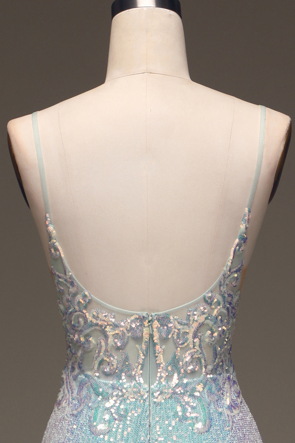 Sparkly Mermaid Grey Blue Formal Dress with Slit