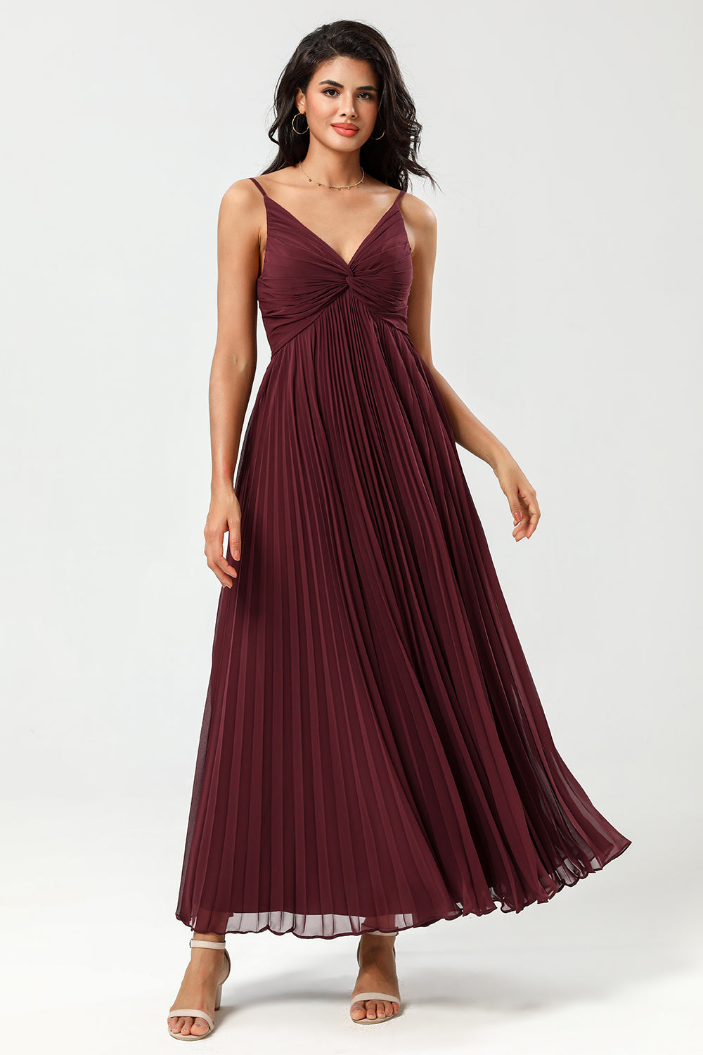 A-Line Sleeveless Cabernet Bridesmaid Dress