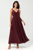 A-Line Sleeveless Cabernet Bridesmaid Dress