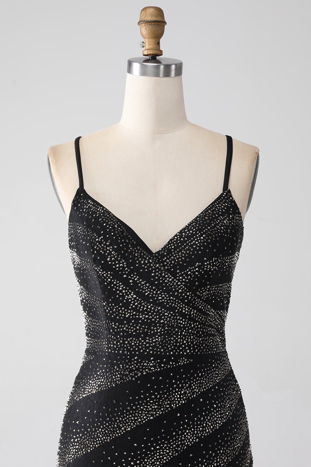 Mermaid Beaded Black Formal Dress with Slit