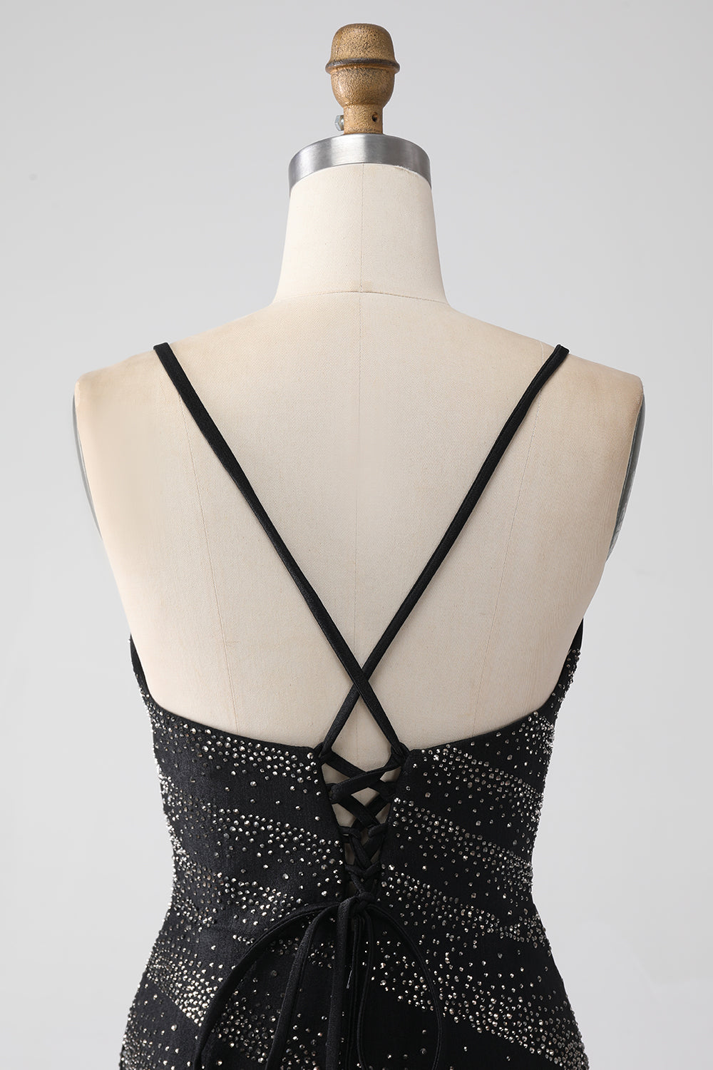 Mermaid Beaded Black Formal Dress with Slit