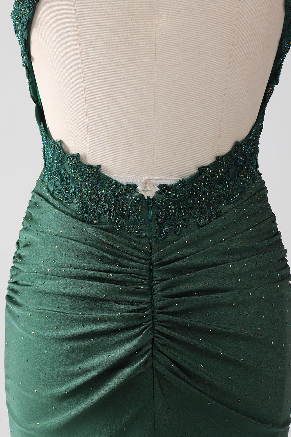 Dark Green Mermaid Spaghetti Straps Long Corset Formal Dress