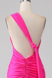Mermaid Hot Pink One Shoulder Long Formal Dress