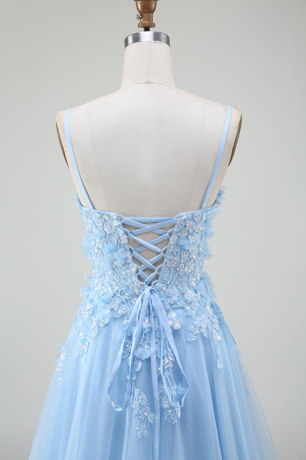 A-Line Light Blue Formal Dress with Appliques
