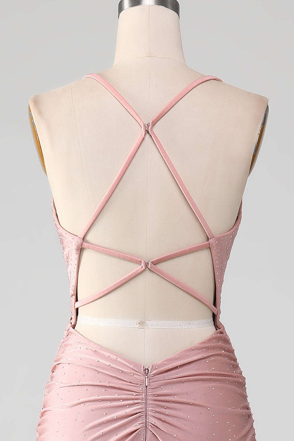 Sparkly Blush Beaded Long Mermaid Formal Dress