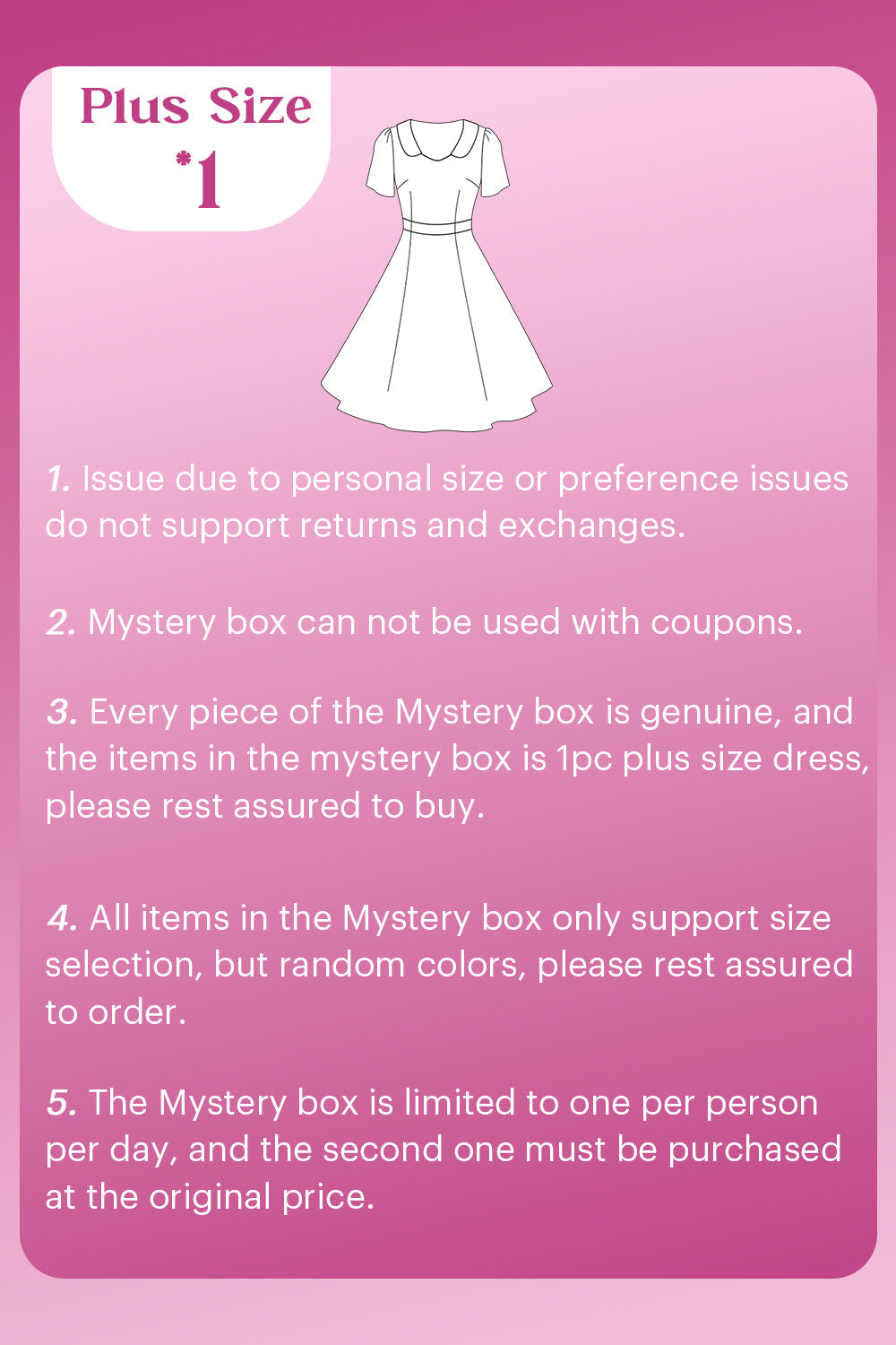ZAPAKA MYSTERY BOX of 1Pc Plus Size Dress