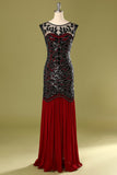 Red and Black 1920s Sequined Flapper Dress
