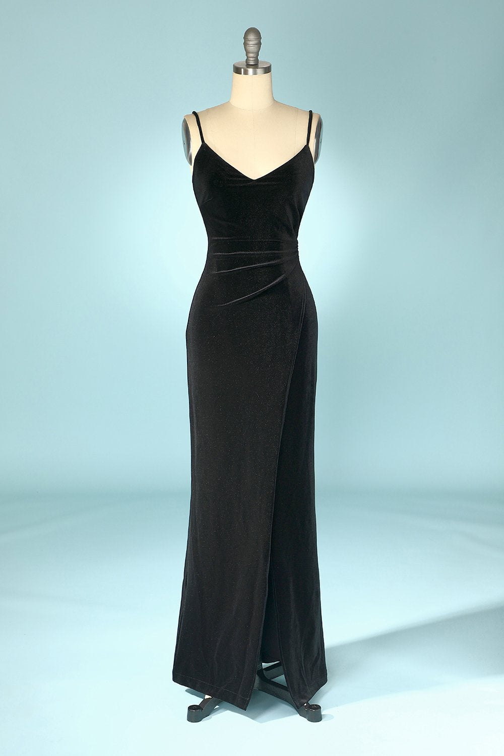 Black Velvet Evening Party Dress