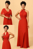 Rust Red Convertible Chiffon Bridesmaid Dress