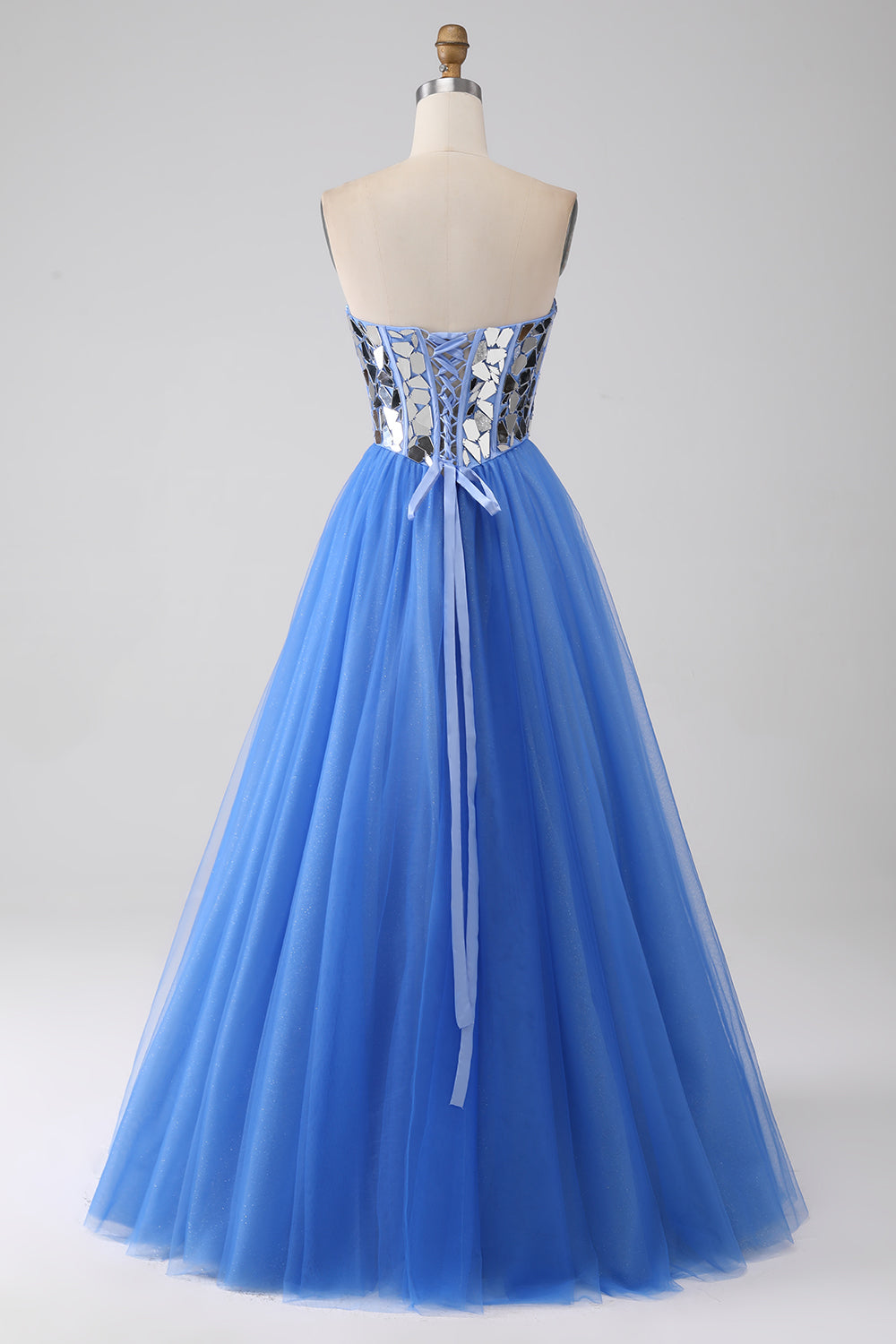 A-Line Sweetheart Mirror Royal Blue Formal Dress