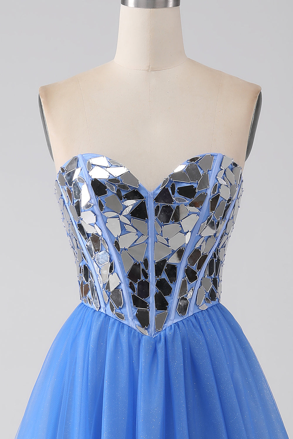 A-Line Sweetheart Mirror Royal Blue Formal Dress