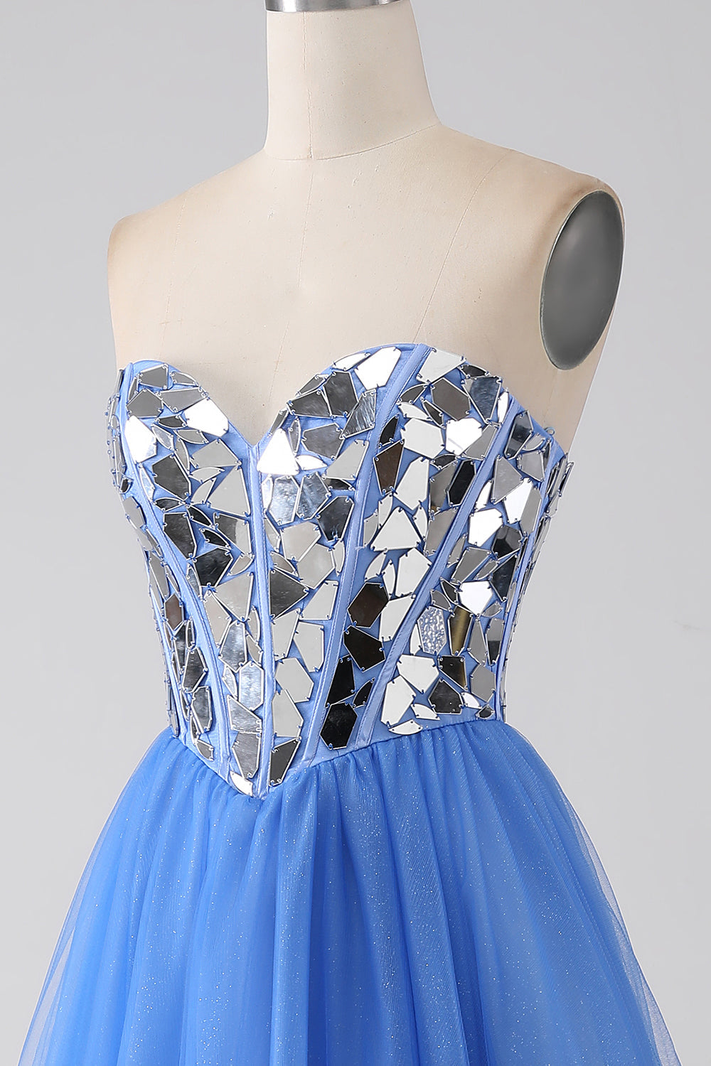 A-Line Sweetheart Mirror Royal Blue Formal Dress