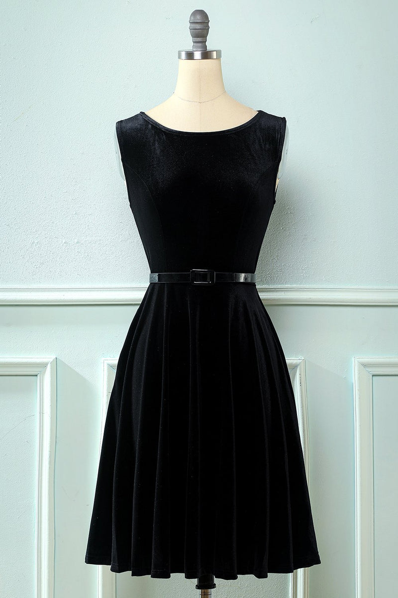 vintage black velvet sleeveless dress