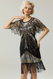 Black and Gold Sequin Glitter 1920s Cape