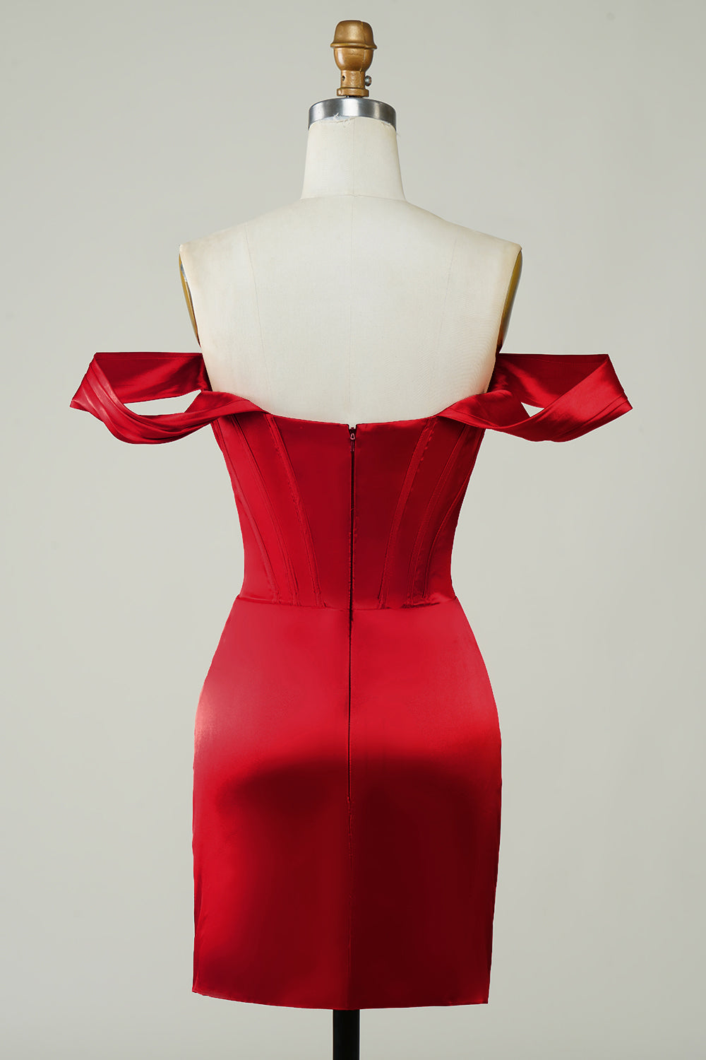 Red Off the Shoulder Asymmetrical Tight Short Cocktail Dress