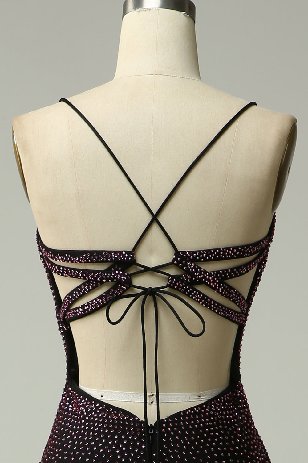 Dark Purple Spaghetti Straps Mermaid Formal Dress with Beading