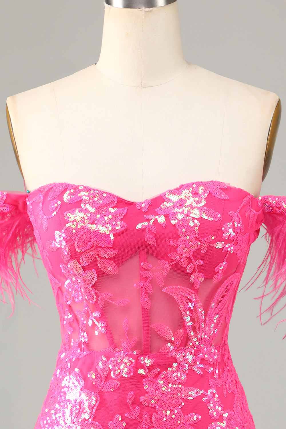 Gorgeous Sheath Off the Shoulder Blue Short Formal Dress with Feather