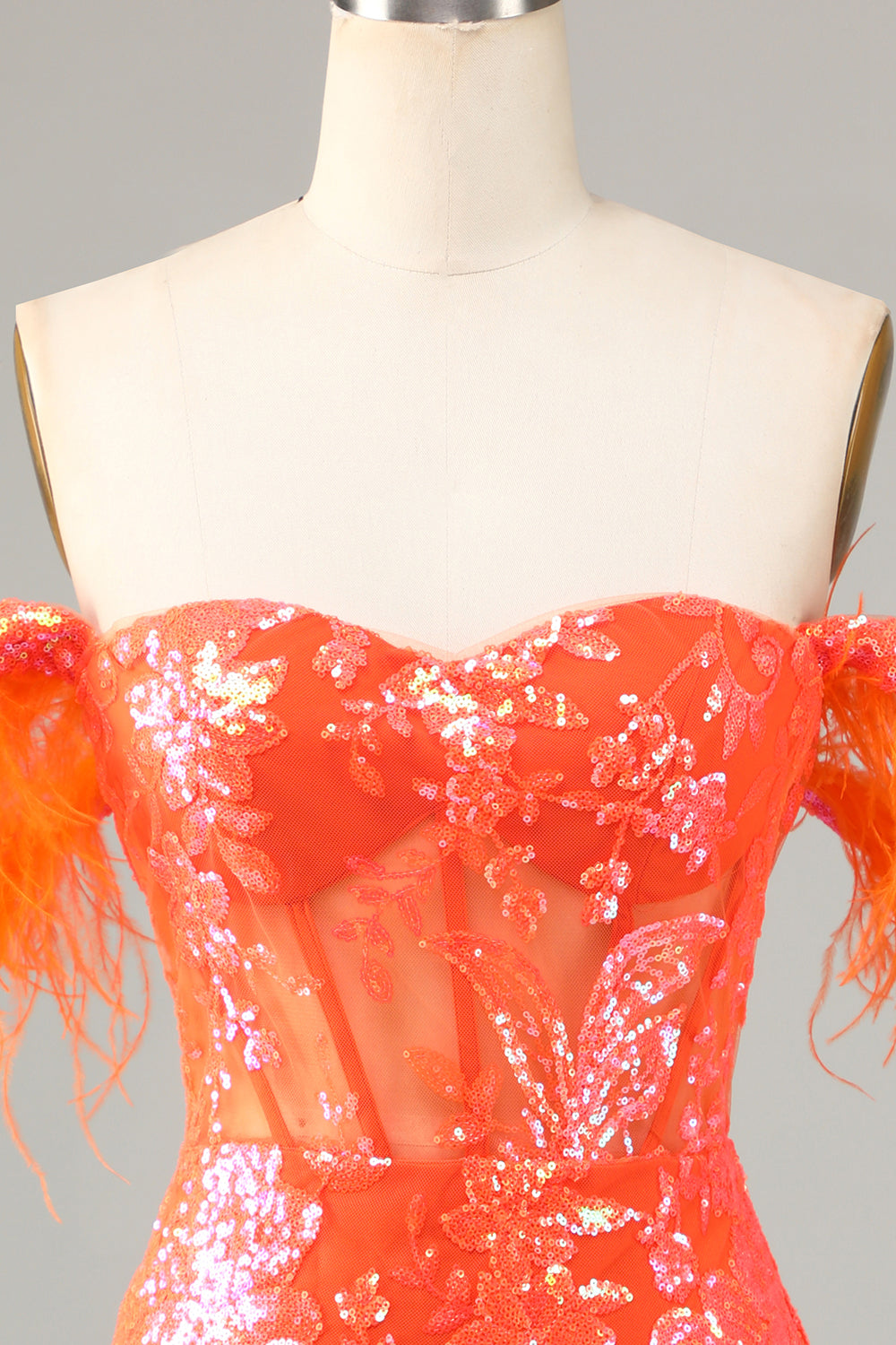 Gorgeous Sheath Off the Shoulder Blue Short Formal Dress with Feather