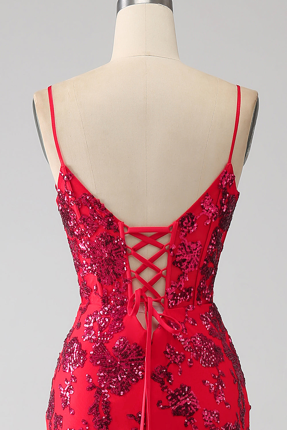 Mermaid Dark Red Sequins Formal Dress with Slit