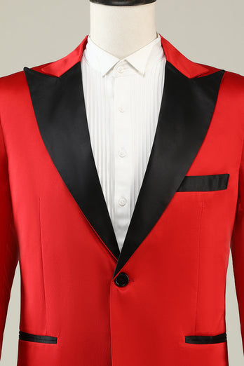 Notched Lapel Red Formal Blazer for Men