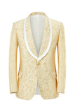 Champagne Shawl Lapel One Button Jacquard Men's Formal Suits