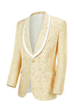 Champagne Shawl Lapel One Button Jacquard Men's Formal Suits