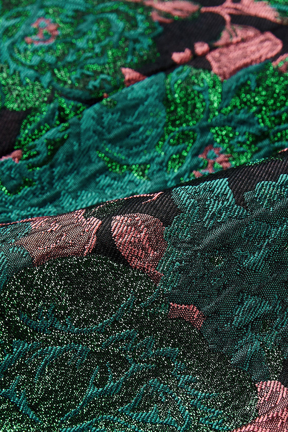 Green Shawl Lapel Jacquard Floral Pattern Men's Formal Blazer