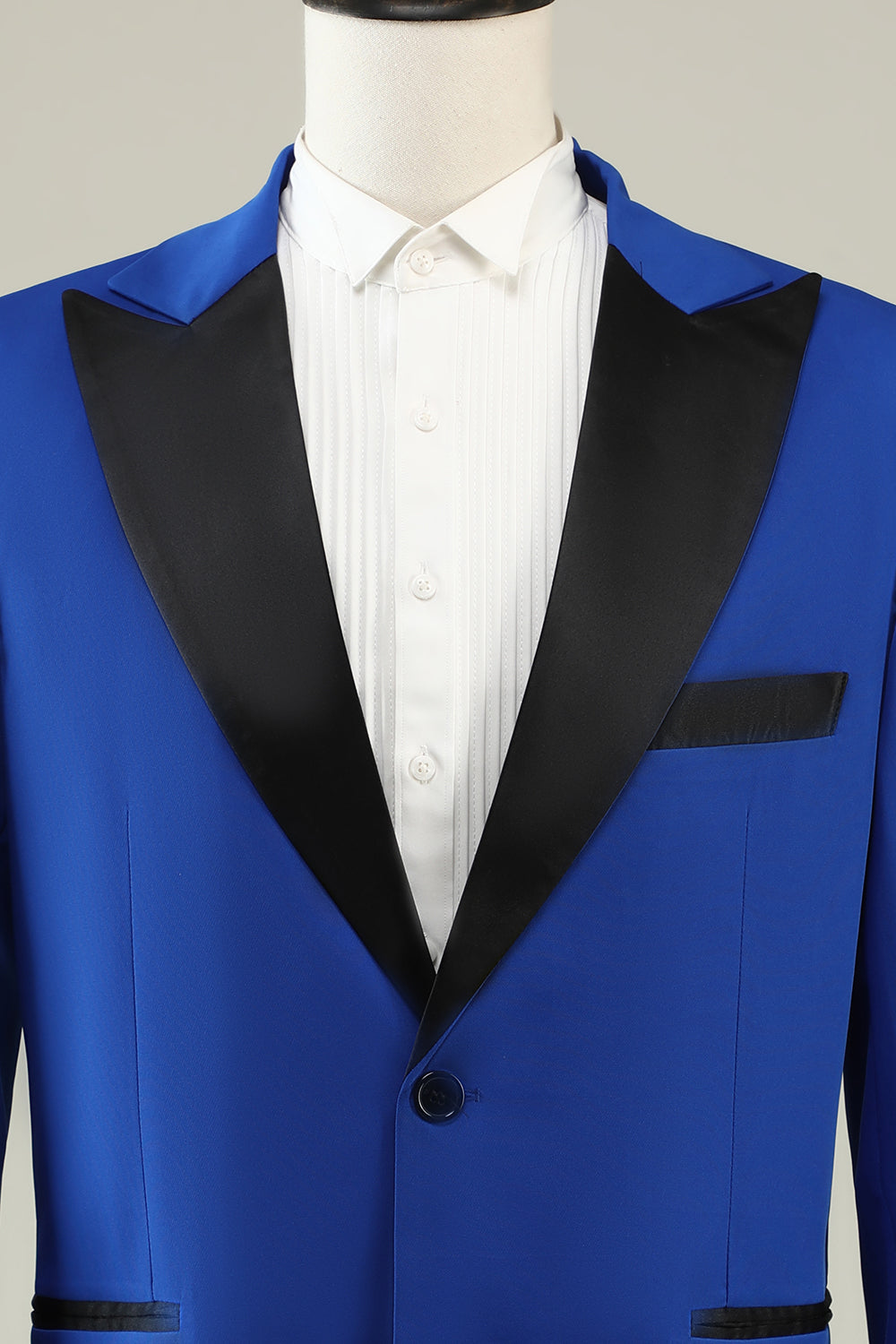 Slim Fit Peak Lapel One Button Blue Men's Formal Suits