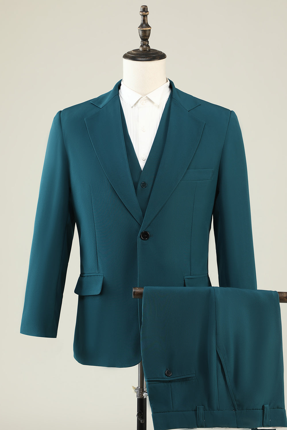 Dark Green Notched Lapel 3 Piece Men's Formal Suits