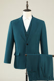 Dark Green Notched Lapel 3 Piece Men's Formal Suits