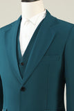 Dark Green Notched Lapel 3 Piece Men's Formal Suits