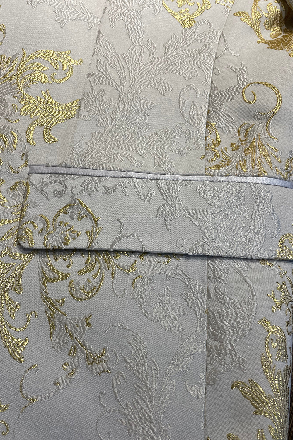 Champagne Peak Lapel Jacquard Men's Formal Blazer