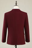 Burgundy Peak Lapel 3 Piece Men's Formal Suits