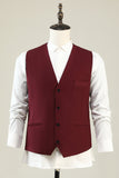 Burgundy Peak Lapel 3 Piece Men's Formal Suits