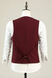 Burgundy Peak Lapel 3 Piece Men's Formal Suits