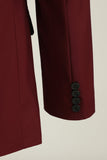 Burgundy Peak Lapel 3 Piece Men's Formal Suits