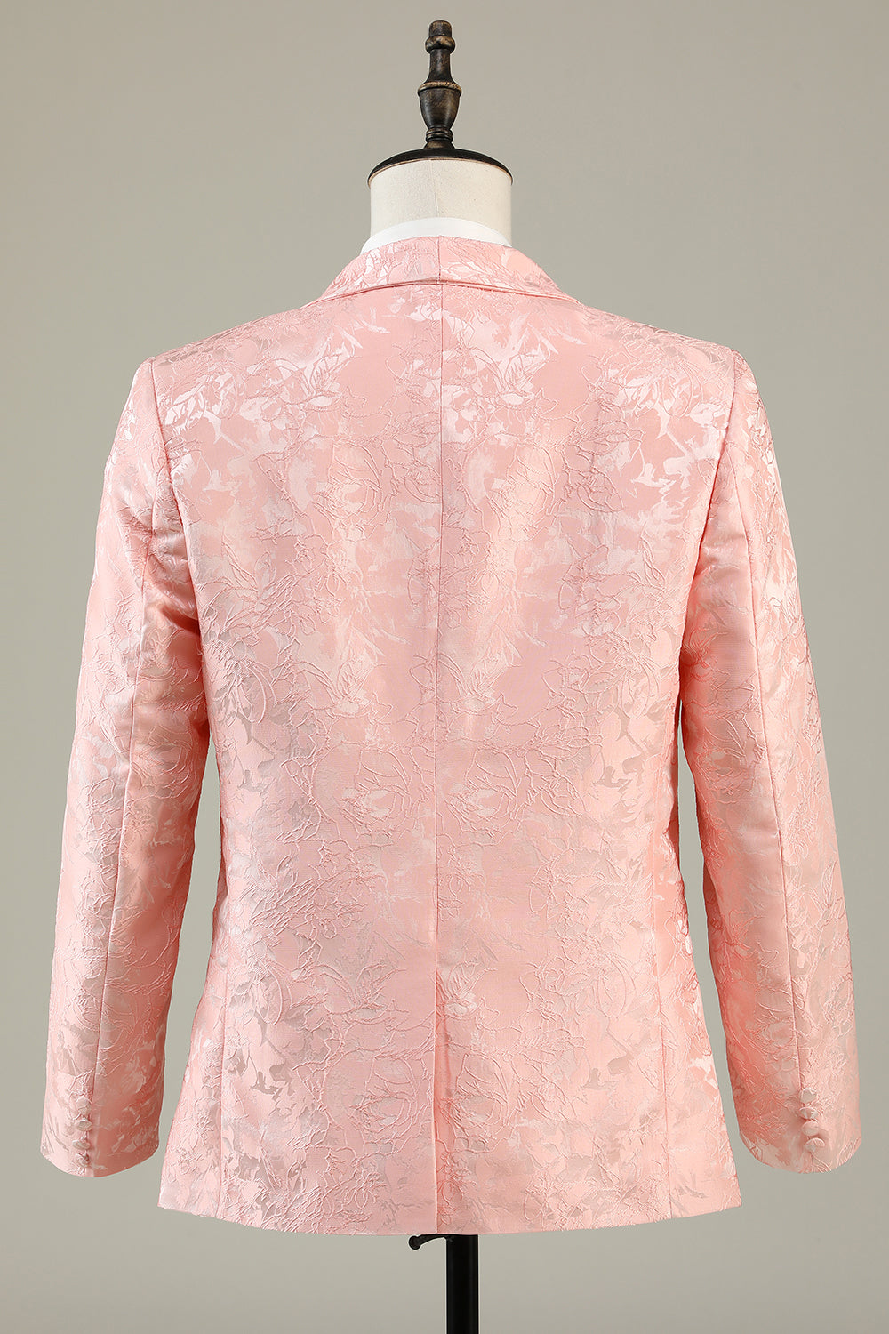 Light Pink Jacquard 2-Piece Shawl Lapel One Button Formal Suits