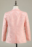 Light Pink Jacquard 2-Piece Shawl Lapel One Button Formal Suits