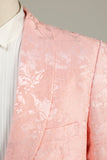 Light Pink Jacquard 2-Piece Shawl Lapel One Button Formal Suits