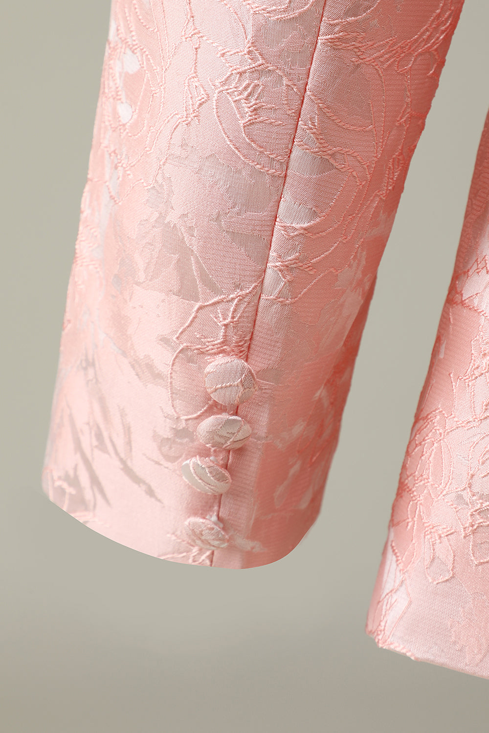Light Pink Jacquard 2-Piece Shawl Lapel One Button Formal Suits