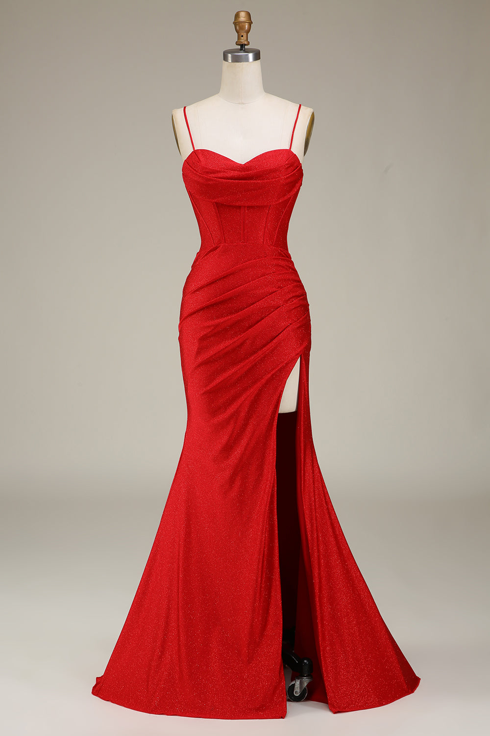 Satin Spaghetti Straps Lilac Corset Formal Dress