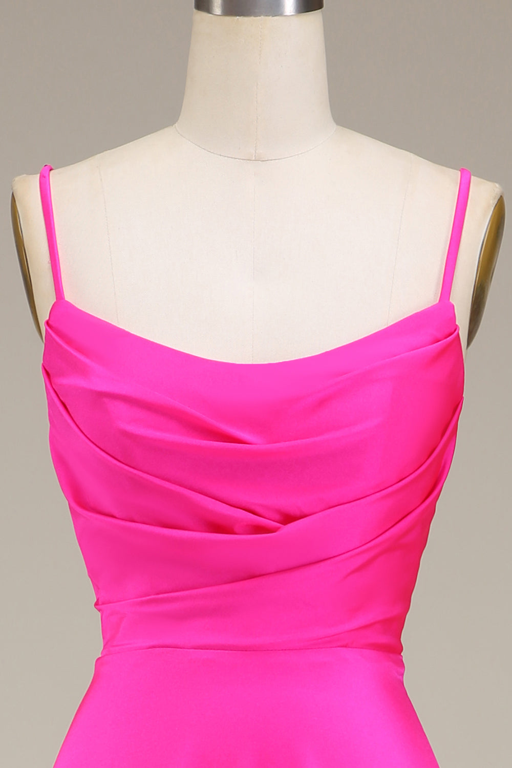 Hot Pink Spaghetti Straps A-Line Long Formal Dress