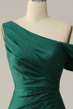 Mermaid One Shoulder Dark Green Long Formal Dress