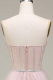 Tulle Sweetheart Light Pink Corset Formal Dress