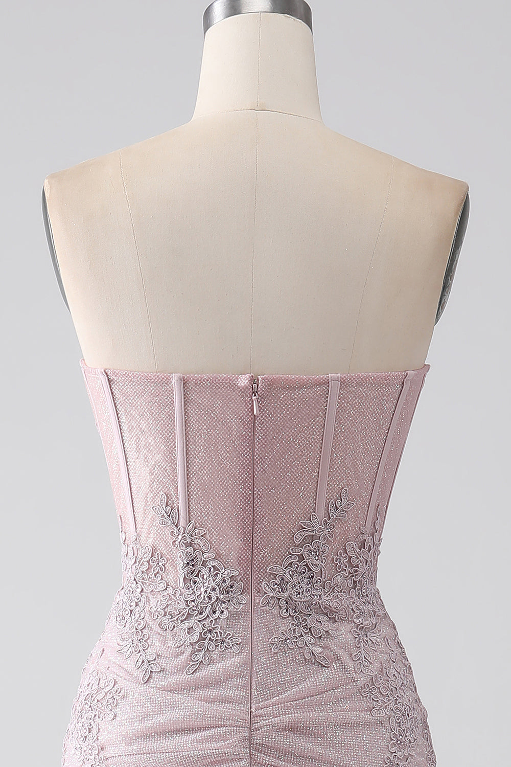 Sparkly Strapless Mermaid Corset Formal Dress with Appliques